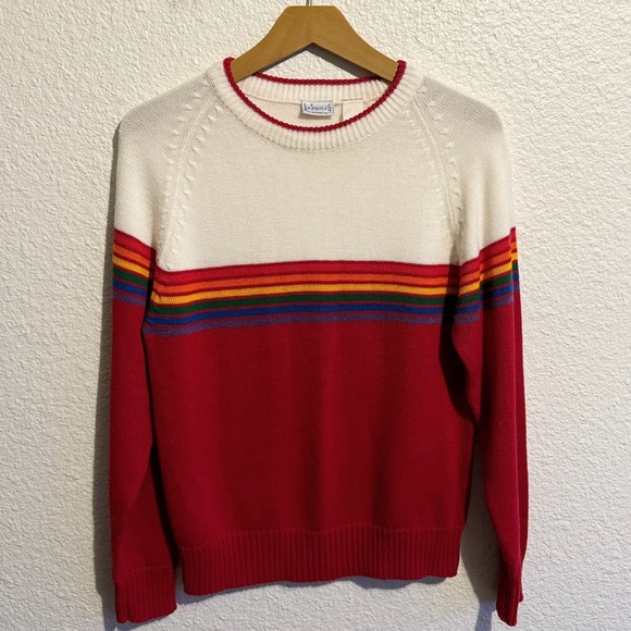 Levi's Sweaters - Vintage 70s Levi’s Rainbow Horizontal Stripe Pullover Crewneck Sweater Women’s S
